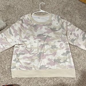large , camouflage crewneck
